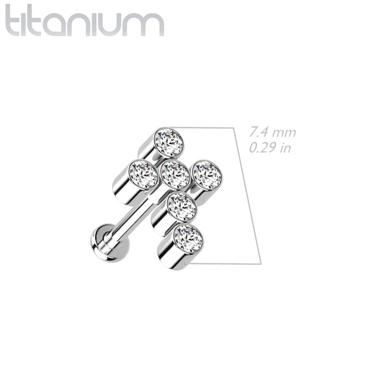 Implant Grade Titanium Black PVD Internally Threaded White Cross Labret - Pierced Universe