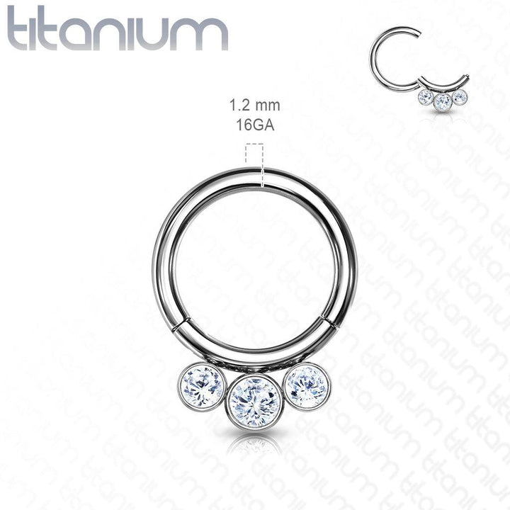 Implant Grade Titanium Blue Bezel Opal Septum Cartilage Daith Hinged Clicker - Pierced Universe