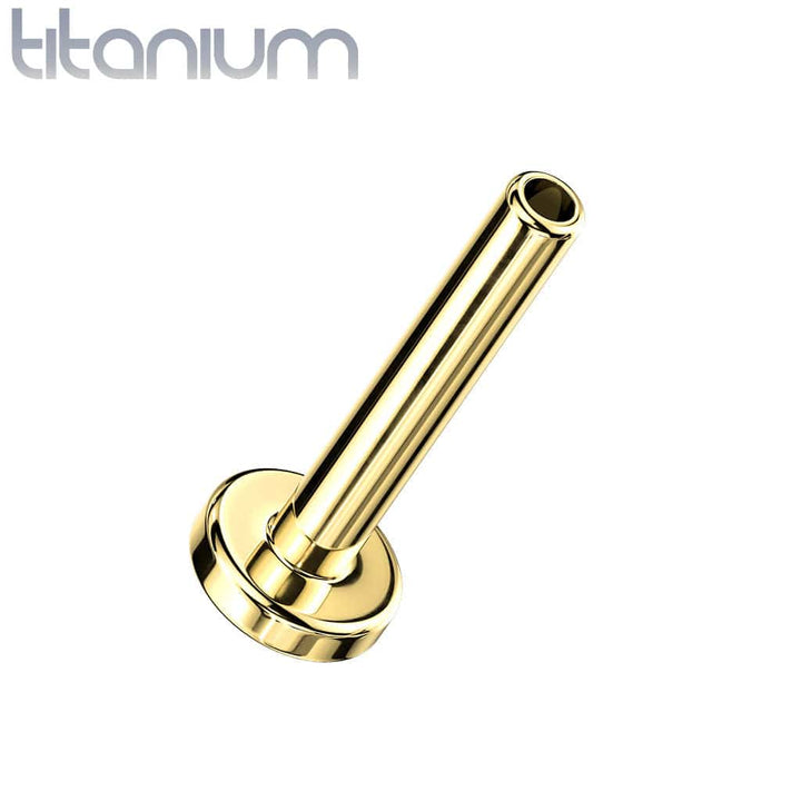 Implant Grade Titanium Gold PVD White CZ Square Gem Top Threadless Push In Labret - Pierced Universe