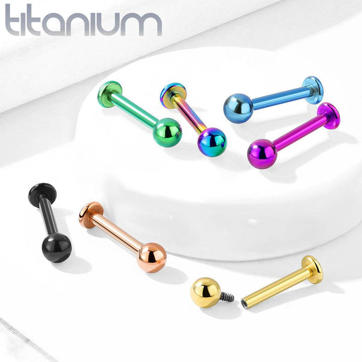 Implant Grade Titanium Internally Threaded Gold PVD Labret - Pierced Universe