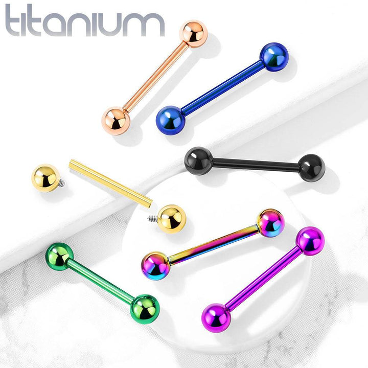 Implant Grade Titanium Internally Threaded Purple PVD Straight Barbell - Pierced Universe