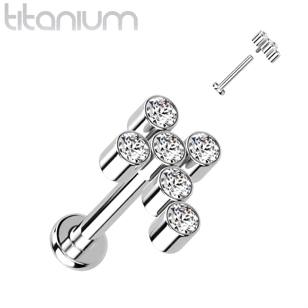 Implant Grade Titanium Internally Threaded White Cross Labret Implant Grade Titanium Internally Threaded White Cross Labret