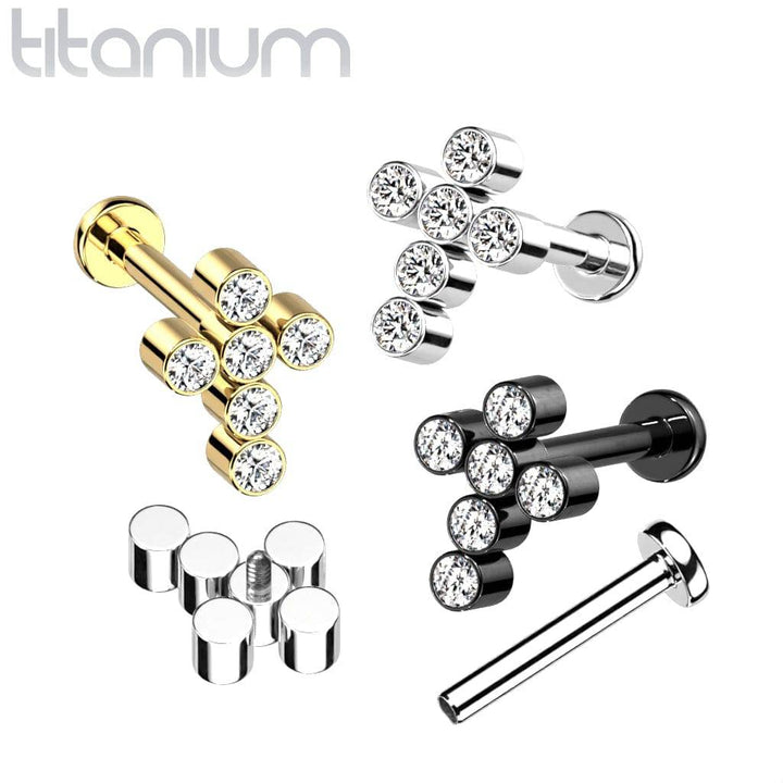 Implant Grade Titanium Internally Threaded White Cross Labret - Pierced Universe