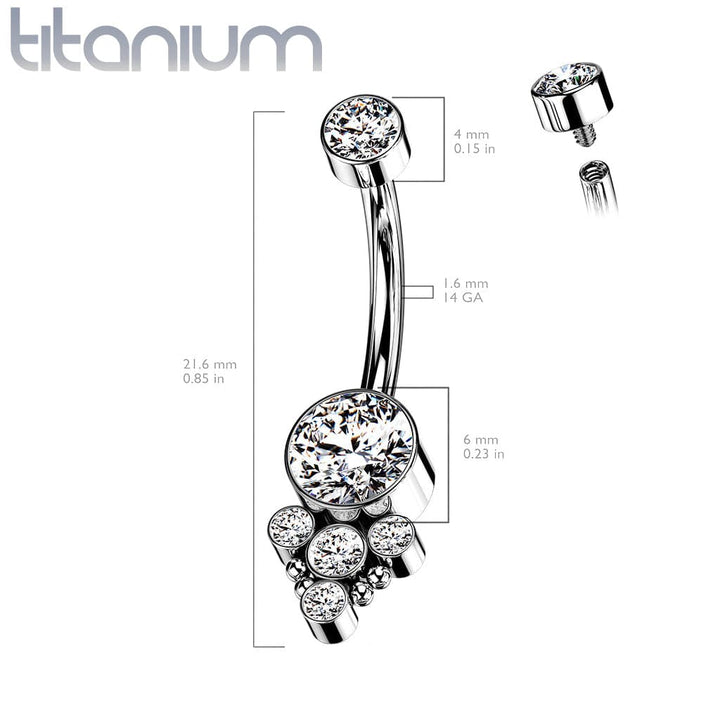 Implant Grade Titanium Internally Threaded White CZ Boho Belly Ring - Pierced Universe