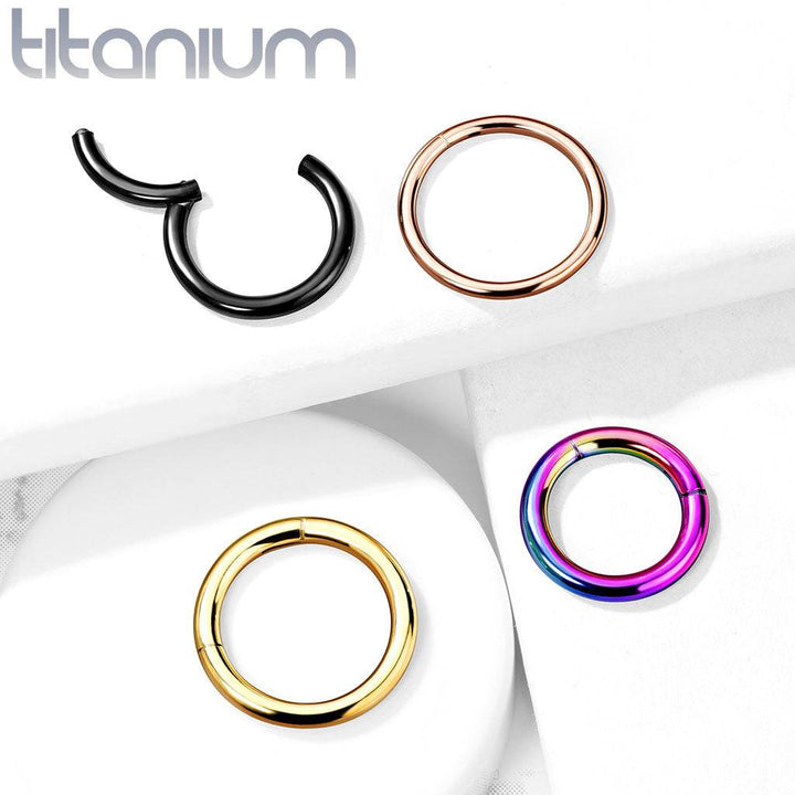 Implant Grade Titanium Rainbow PVD Hinged Clicker Segment Cartilage Hoop Ring - Pierced Universe