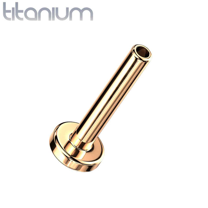 Implant Grade Titanium Rose Gold PVD Leaf Threadless Push In Labret - Pierced Universe