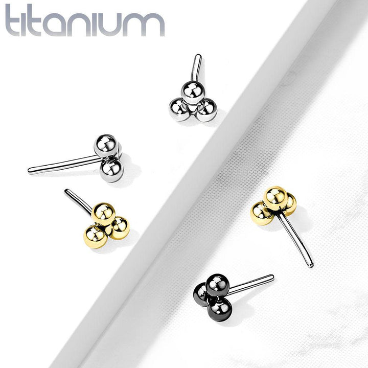 Implant Grade Titanium Threadless Push In Tragus/Cartilage Black PVD Trillium Labret Stud - Pierced Universe