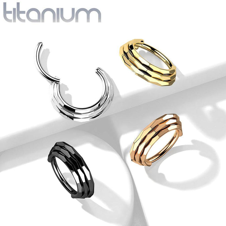 Implant Grade Titanium Triple Layer Hinged Clicker Hoop - Pierced Universe