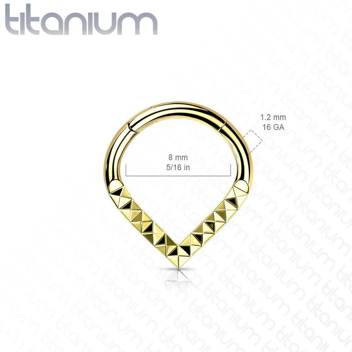 Implant Grade Titanium V Shaped Ridged Septum Clicker Hinged Hoop - Pierced Universe