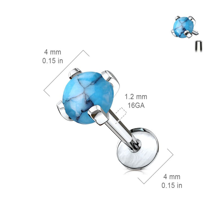 Internally Threaded Semi Precious Opal Stone Surgical Steel Labret - Pierced Universe