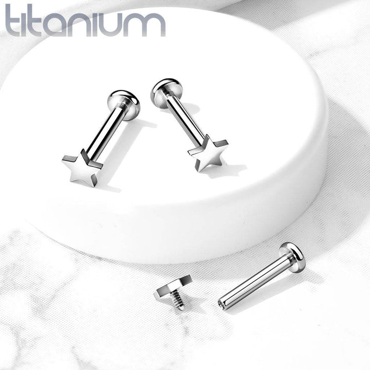 Internally Threaded Small Star Implant Grade Titanium Labret - Pierced Universe