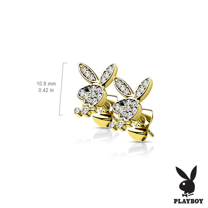 Pair of 316L Surgical Steel Playboy Aurora Borealis CZ Stud Earrings - Pierced Universe