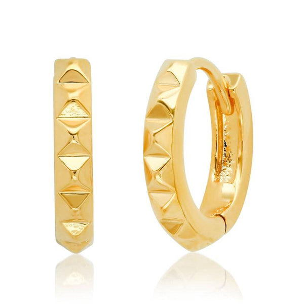 Pair of 925 Sterling Silver Gold PVD Ridged Hinged Clicker Minimal Hoop Earrings Pair of 925 Sterling Silver Gold PVD Ridged Hinged Clicker Minimal Hoop Earrings