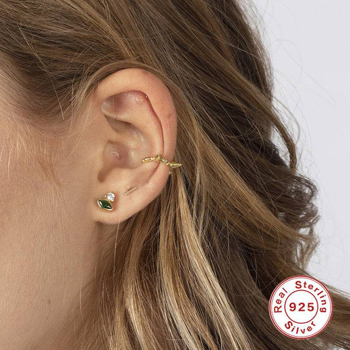 Pair Of 925 Sterling Silver Gold PVD Simple Dainty Line Minimal Stud Earrings - Pierced Universe