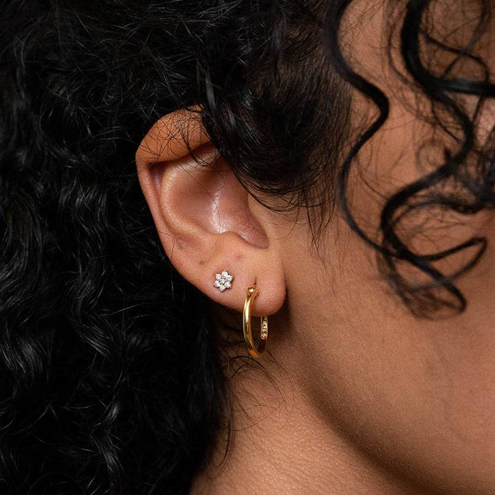 Pair of 925 Sterling Silver Gold PVD Thin Minimal Hoop Earrings - Pierced Universe