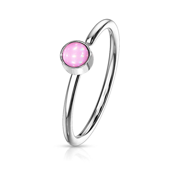Pink Stone Surgical Steel Nose Hoop Ring - Pierced Universe