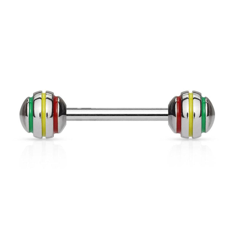 Rasta Stripe 316L Surgical Steel Straight Barbell - Pierced Universe