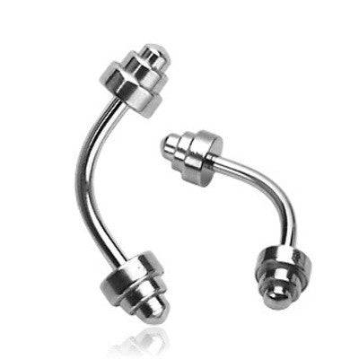 Surgical Steel Curved Barbell Tragus Cartilage Helix Ring with Dumbbell Ends - Pierced Universe