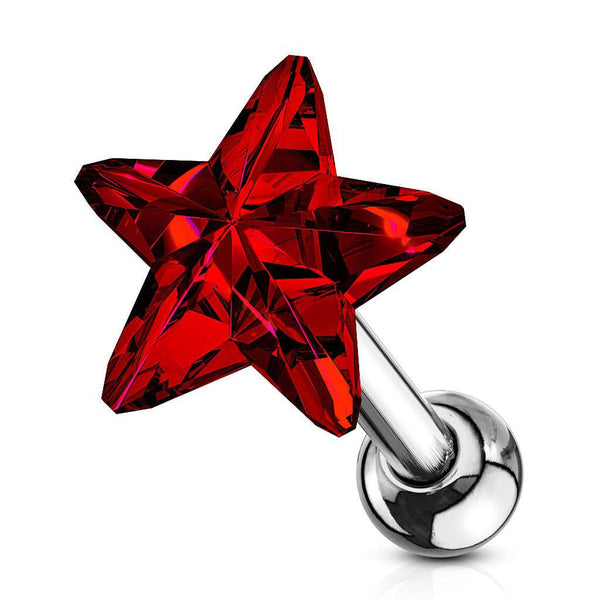 Surgical Steel Red Star Helix Barbell - Pierced Universe